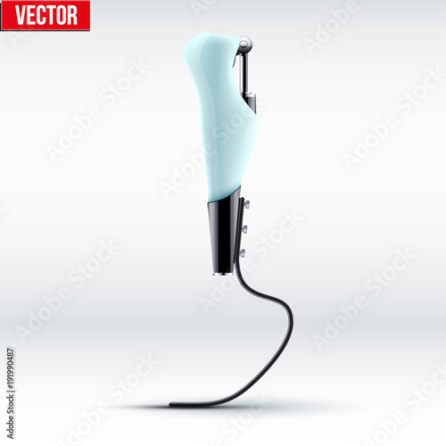 Original Modern Prosthetic leg mechanism for runner. Paraolympic equipment. Vector Illustration isolated on white background.