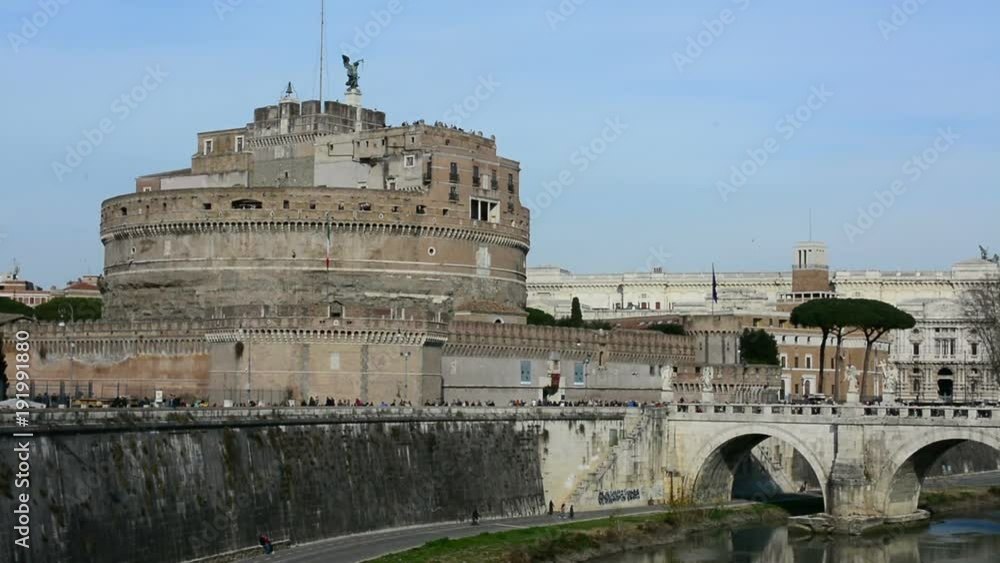 Saint Angel Castle and bridge over the Tiber river in Rome Saint Angel Castle and bridge over the Tiber river in Rome