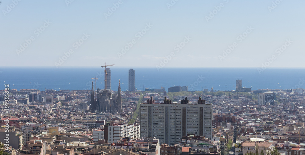 Barcelona skyline panorama, Catalonia, Spain