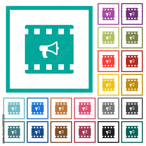 Movie director flat color icons with quadrant frames