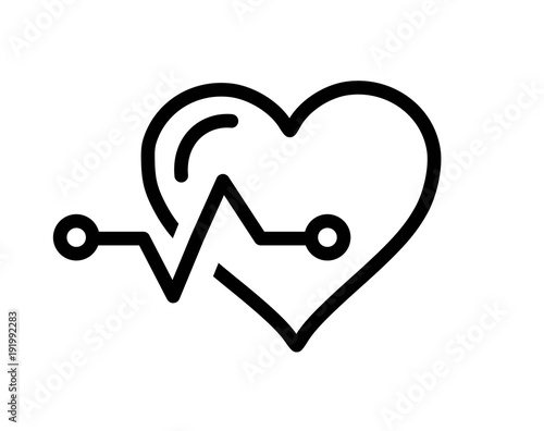 Heart pulse thin line icon vector
