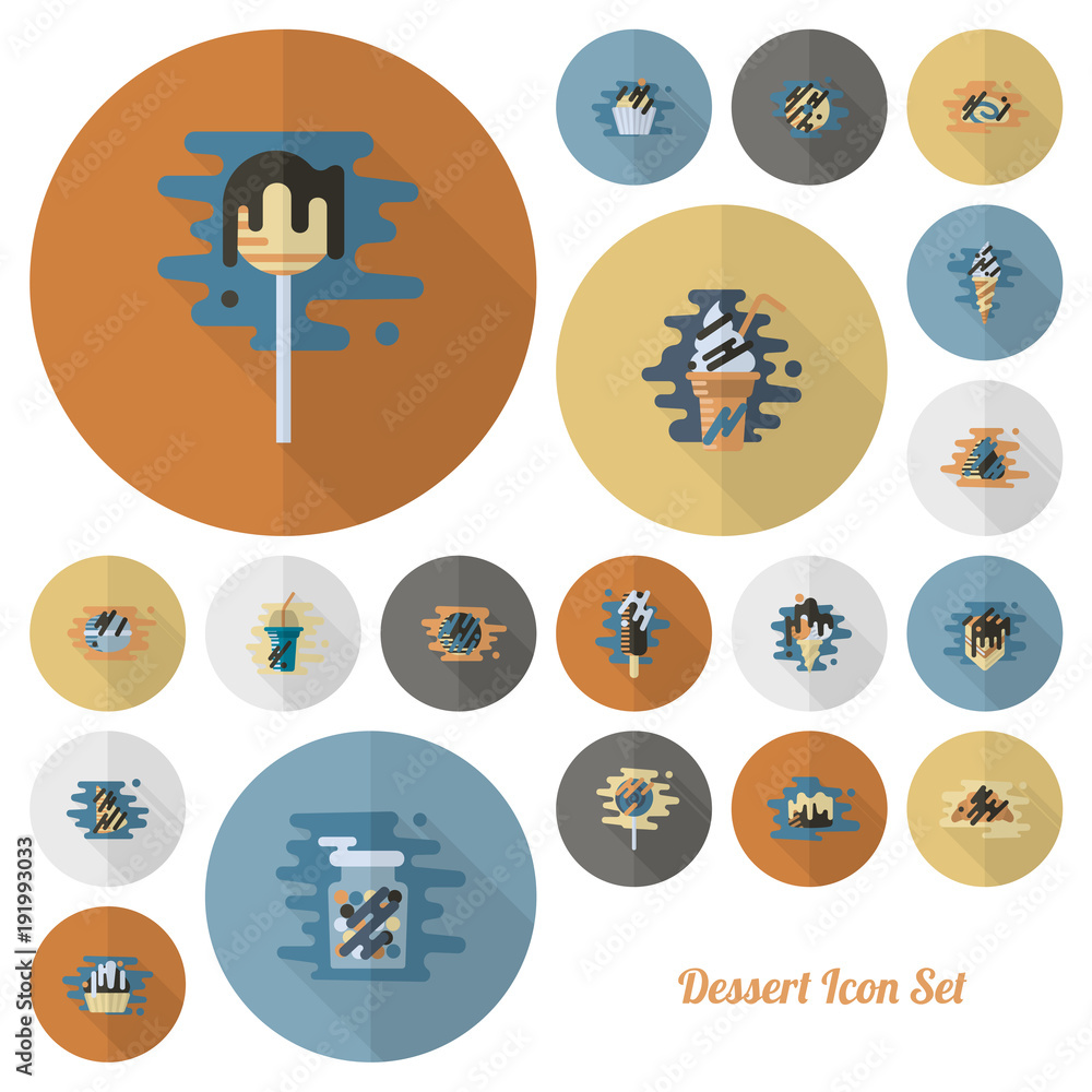 Dessert Icon Set in Modern Flat Design Style Dessert Icon Set in Modern Flat Design Style