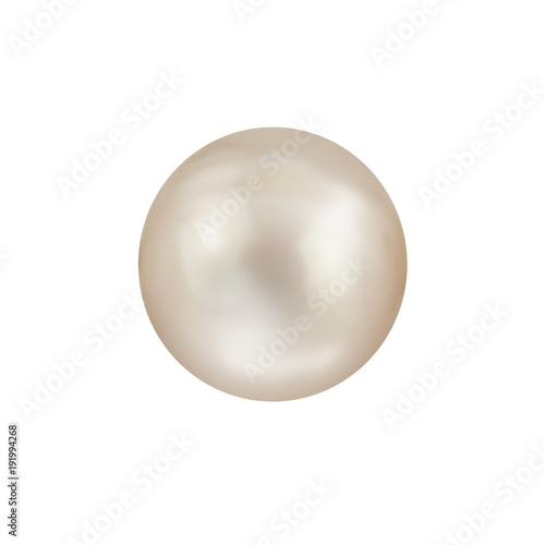 Shimmering white natural nacreous pearl isolated on white background