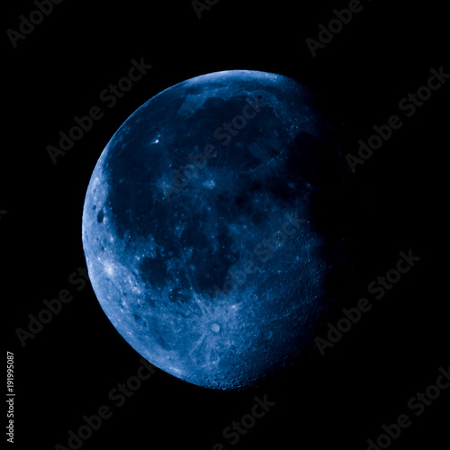 High contrast Waning gibbous moon