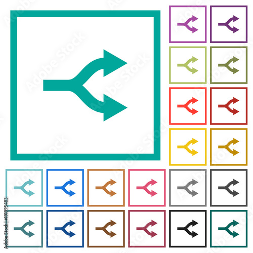 Split arrows flat color icons with quadrant frames