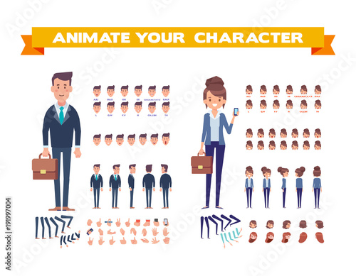 character, animation, adult, body, cartoon, constructor, elements, man, vector, woman, animation character, animation characters, animation frames, arm, body parts, boss, business man, business partne