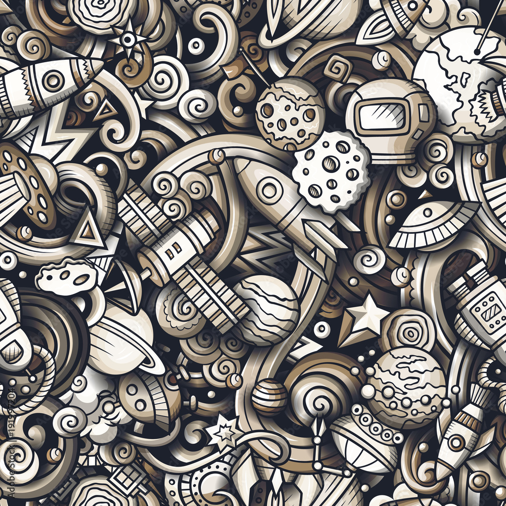 Cartoon cute doodles Space seamless pattern Cartoon cute doodles Space seamless pattern