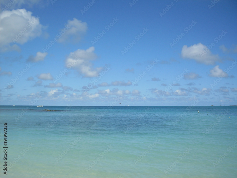 Beach, sky, palm tree, ocean, sea, clouds, heaven, aruba, sun, vacation, water, blue, lighthouse , sand, hot, summer, 