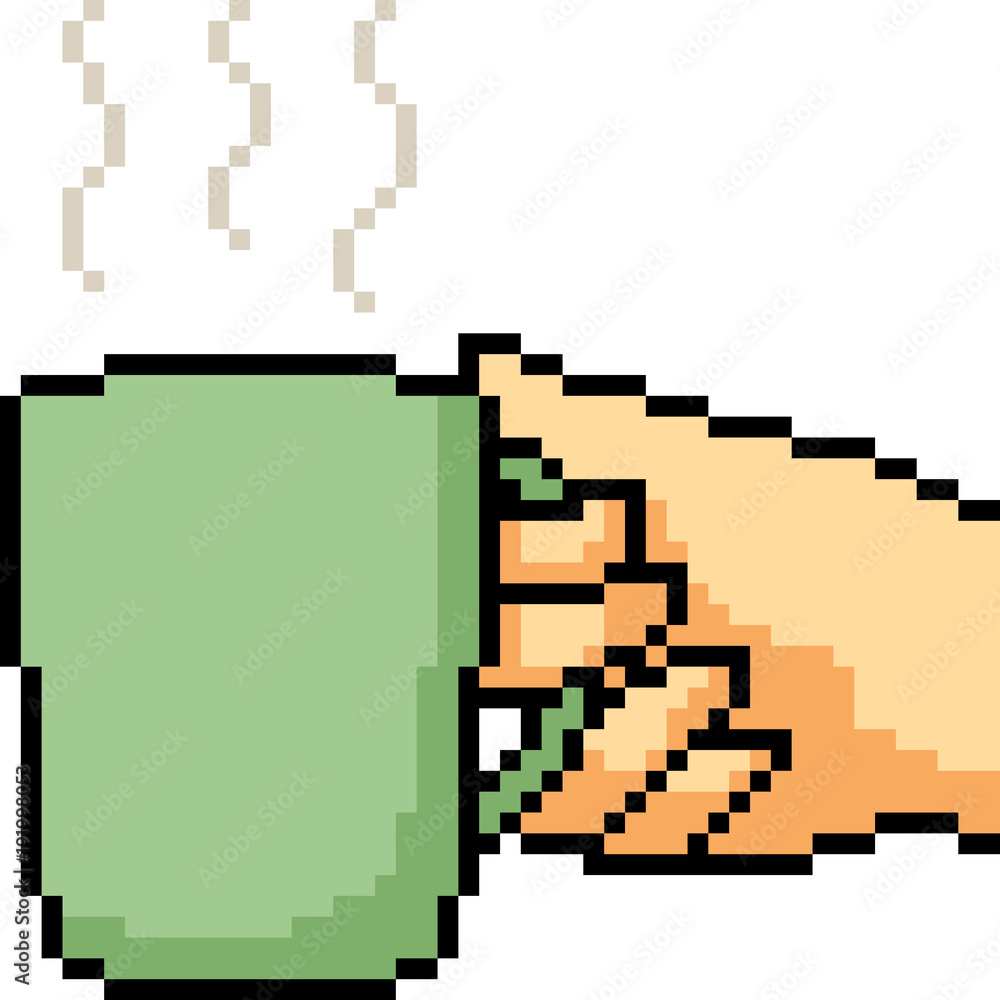 Fototapeta premium vector pixel art hand gesture drink
