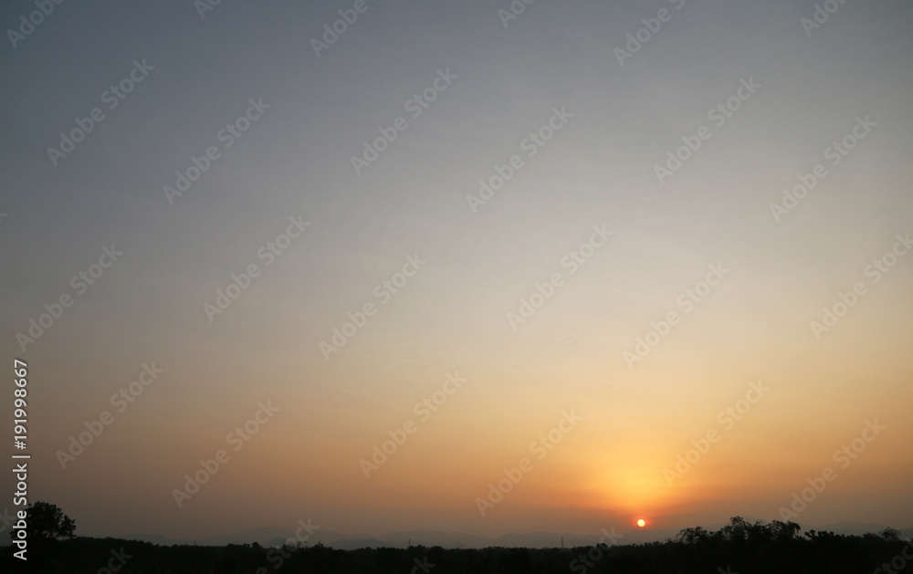 Sunset and Orange sky evening In tropical countries summer