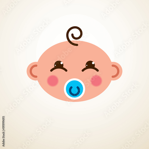 Cute baby cartoon vector flat icon, adorable happy and child with nipple emoji.
