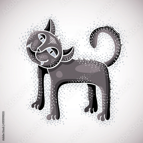 Cute cartoon doodle gray ca...