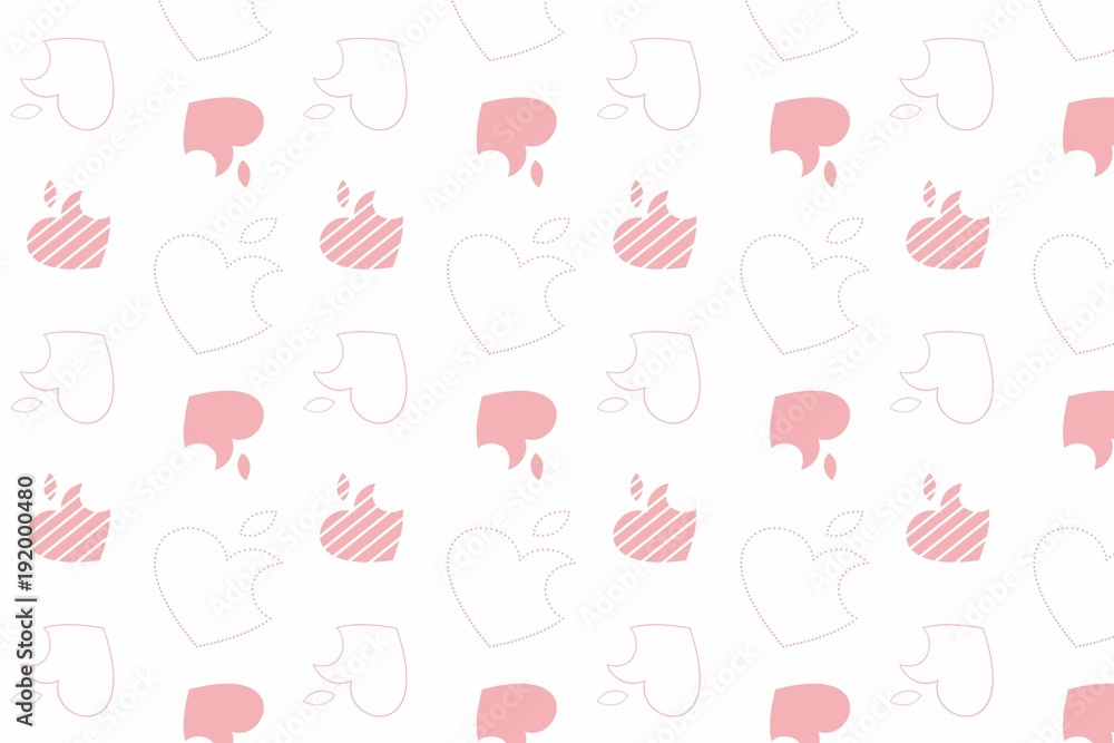 Seamless vector pattern with hearts. Apple logo heart for Valentine’s Day Seamless vector pattern with hearts. Apple logo heart for Valentine’s Day