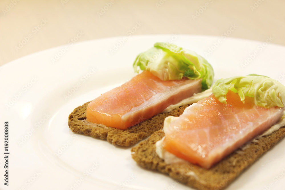 Light breakfast with salmon