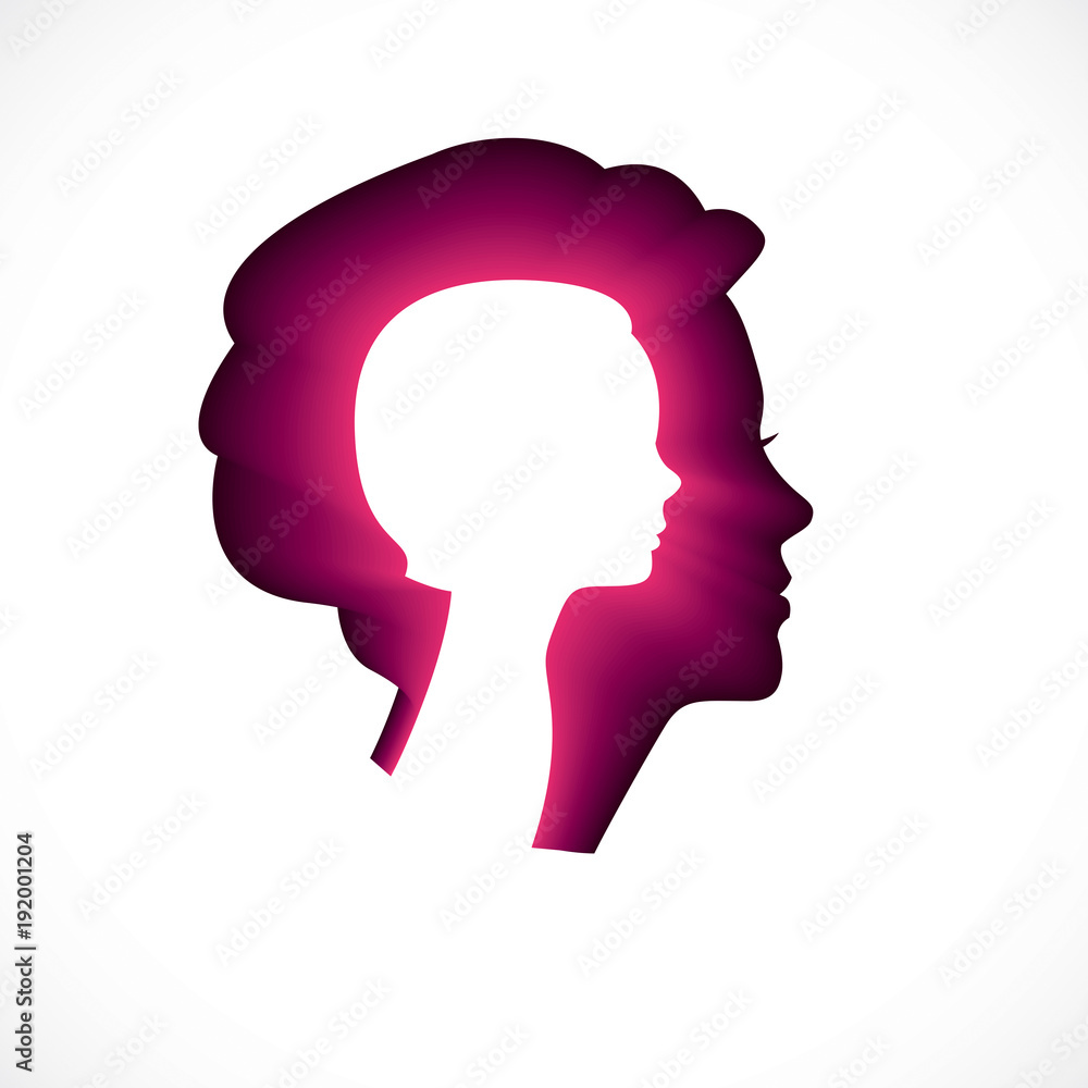 Psychology, mental health vector design, created with woman head profile  and little child girl inside, inner child concept, origin of human  individuality and psychic problems. Therapy and analysis. Stock Vector |  Adobe