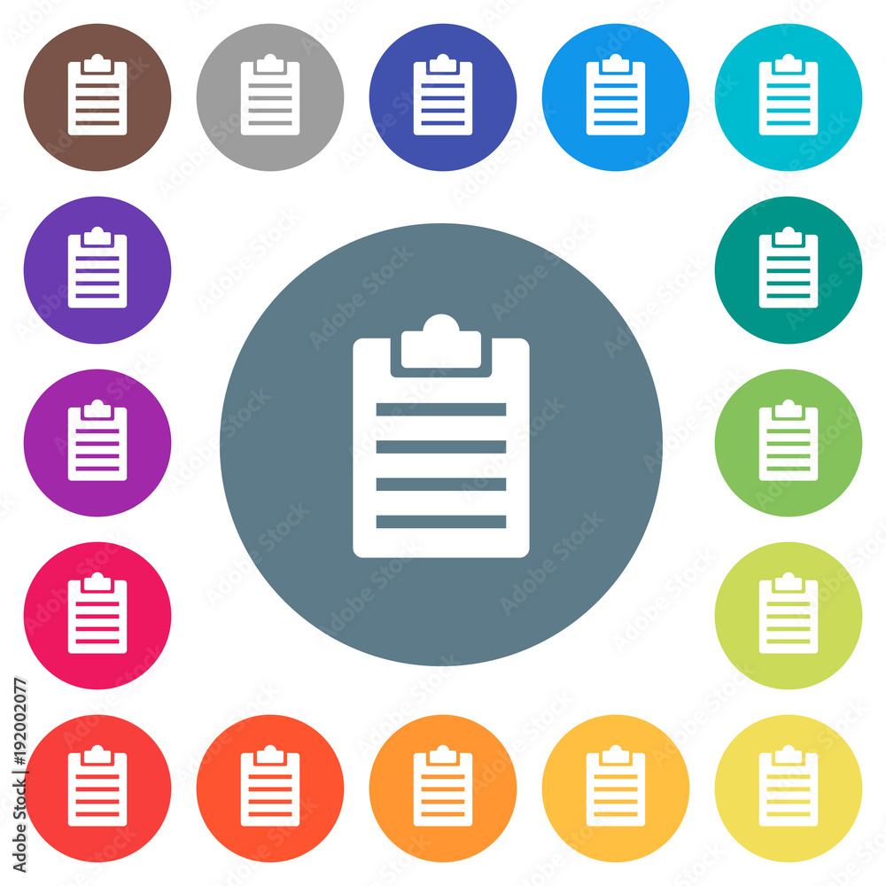 Notes flat white icons on round color backgrounds Notes flat white icons on round color backgrounds