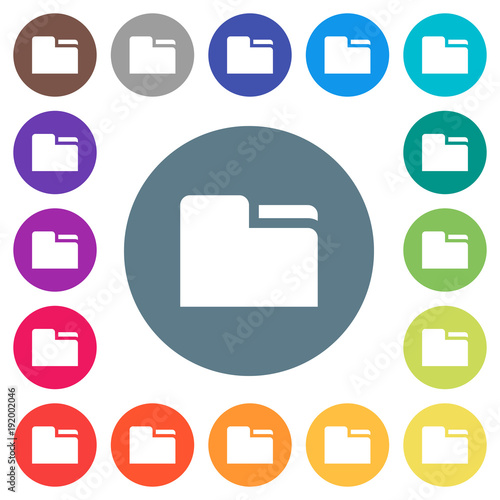 Tab folder flat white icons on round color backgrounds