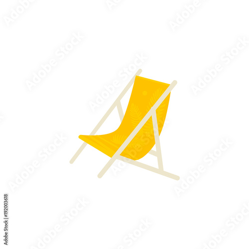 Vector flat travelling, beach vacation symbol beach lounger icon. Summer holiday poster, banner design element. Isolated illustration, white background