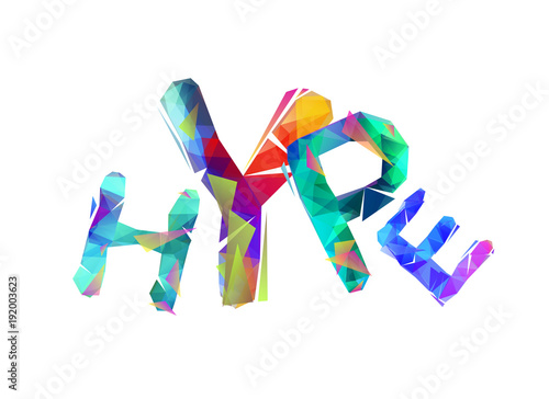 Word hype. Vector triangular letters.