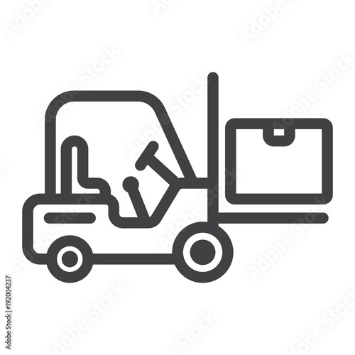 Forklift delivery truck line icon, logistic and delivery, cargo vehicle sign vector graphics, a linear pattern on a white background, eps 10.