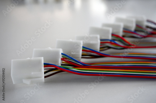 Colorful wire harnesses with plastic connectors