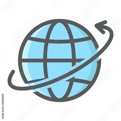 Worldwide shipping filled outline icon, logistic and delivery, around world sign vector graphics, a colorful line pattern on a white background, eps 10.