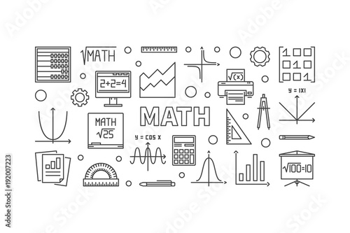 Math vector horizontal banner or illustration 