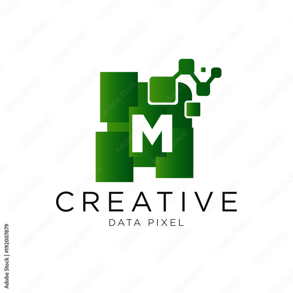 Fototapeta premium letter data pixel logo