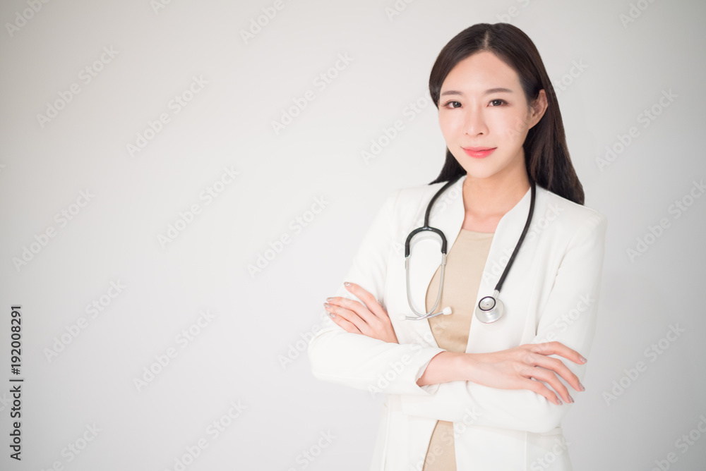 Beautiful asian woman female doctor isolated on white background, medical, doctor, clinical, hospital concept. Woman or female doctor is lacked in some country. Doctor is the necessary career. Beautiful asian woman female doctor isolated on white background, medical, doctor, clinical, hospital concept. Woman or female doctor is lacked in some country. Doctor is the necessary career.