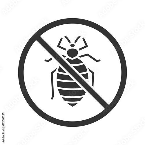 Stop bed bug sign glyph icon