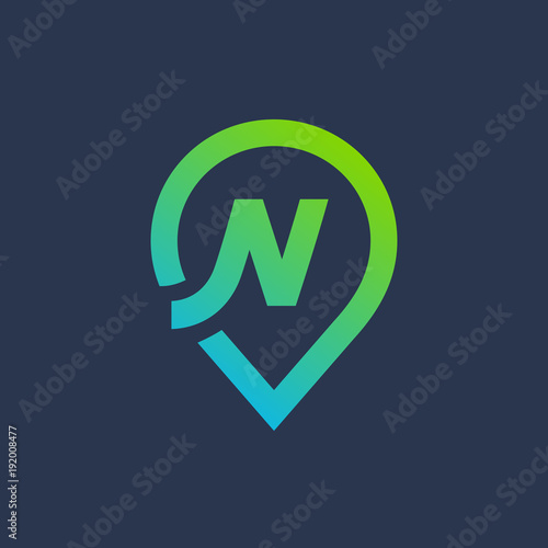 Letter N geotag logo icon design template elements
