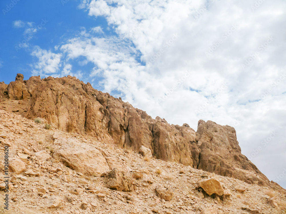 Fototapeta premium Rocks of oasis Chebika, famous landmark in Sahara desert. Tunisia.