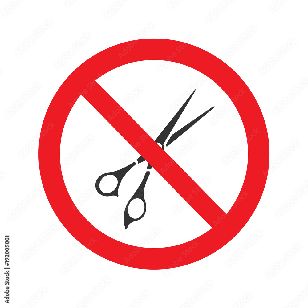 Forbidden sign with scissors glyph icon Forbidden sign with scissors glyph icon
