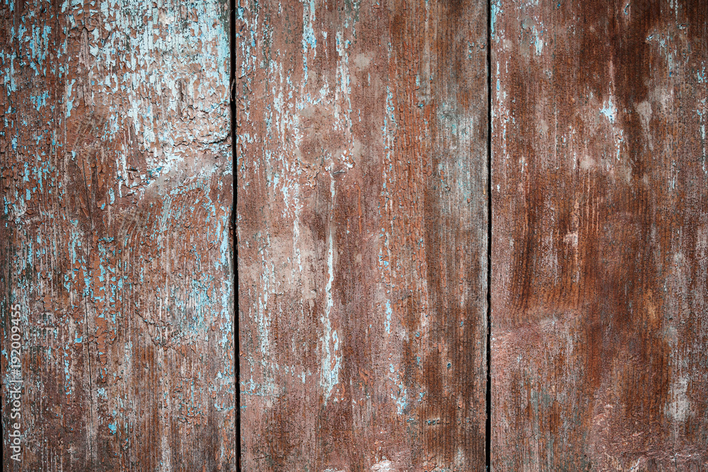 Wooden aged brown and blue background