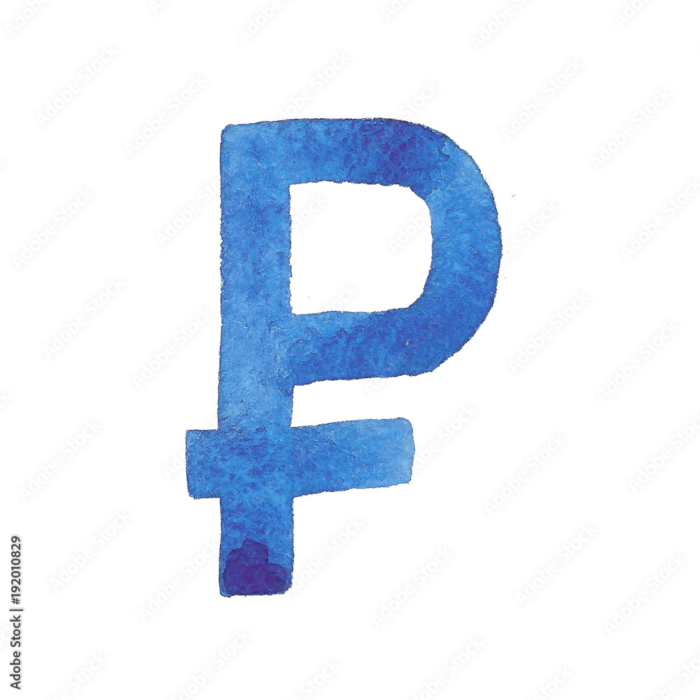 Obraz premium Ruble. Watercolor illustration of the Russian currency.
