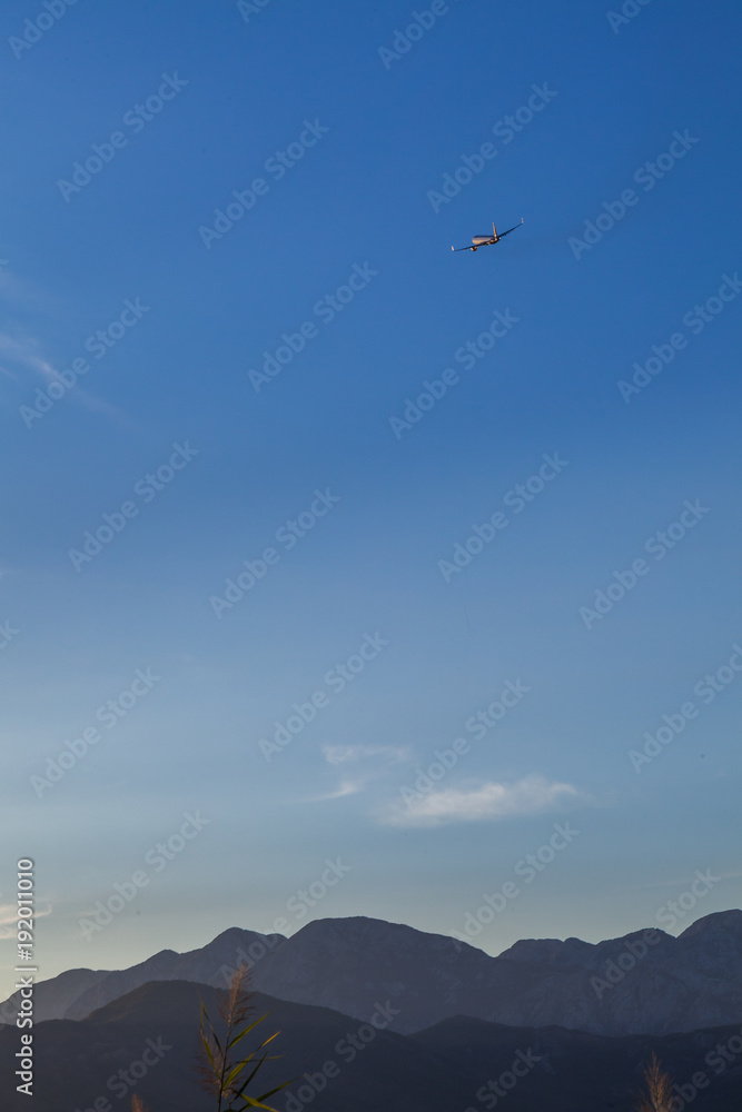 Take off the aircraft from the airfield Tivat flying over me. Montenegro. Take off the aircraft from the airfield Tivat flying over me. Montenegro.