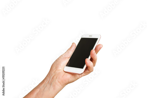 Wallpaper Mural Senior female gesture language, hands signs isolated on solid white background. Old female in her seventies / eighties showing arms forearms. Torontodigital.ca