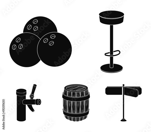 Restaurant, cafe, chair, bowling ball .Pub set collection icons in black style vector symbol stock illustration web.