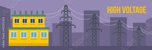 High voltage banner. Flat illustration of high voltage vector banner for web