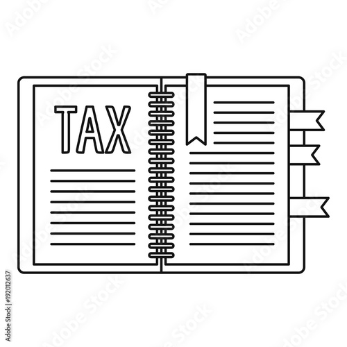 Book tax icon. Outline illustration of book tax vector icon for web
