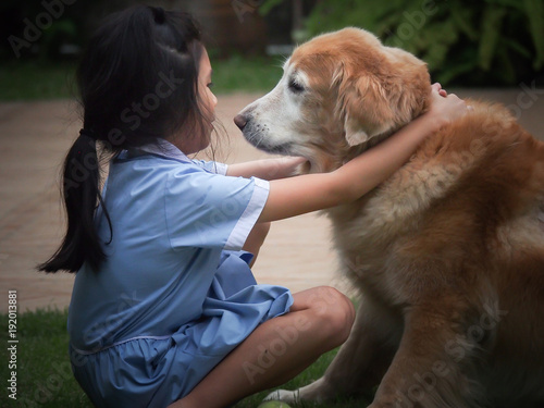 Girl and dog friend forever photo