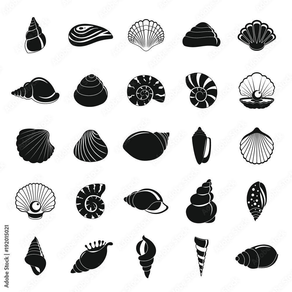 Фотография Sea shell icons set