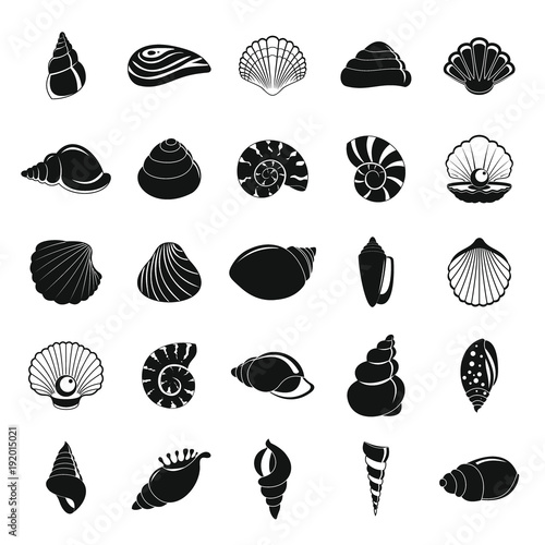 Photo Sea shell icons set
