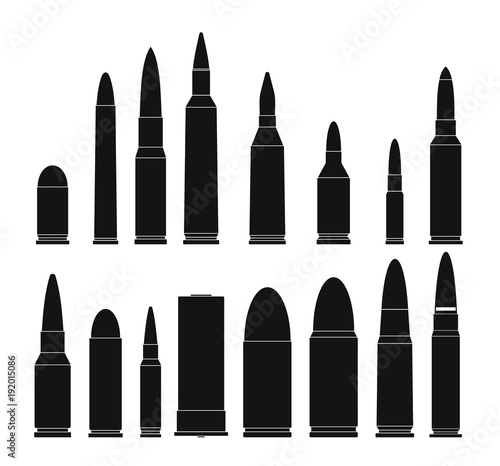 Valokuva Bullet gun military icons set
