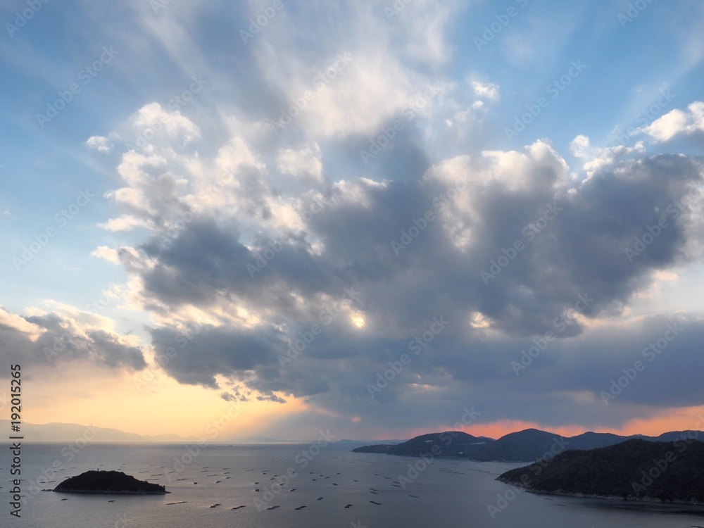 光芒　播磨灘の風景　薄明光線