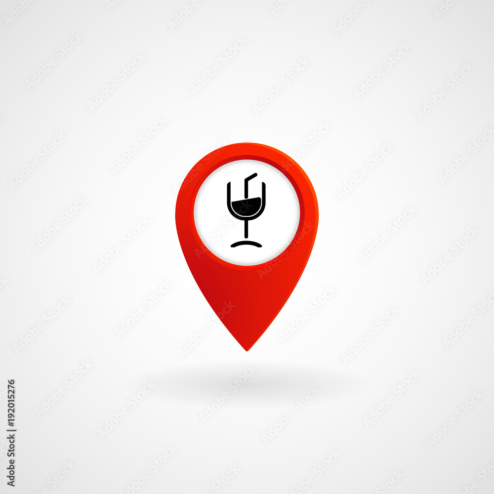 Red Location Icon for Cafe and Bar, Vector, Illustration, Eps File Red Location Icon for Cafe and Bar, Vector, Illustration, Eps File