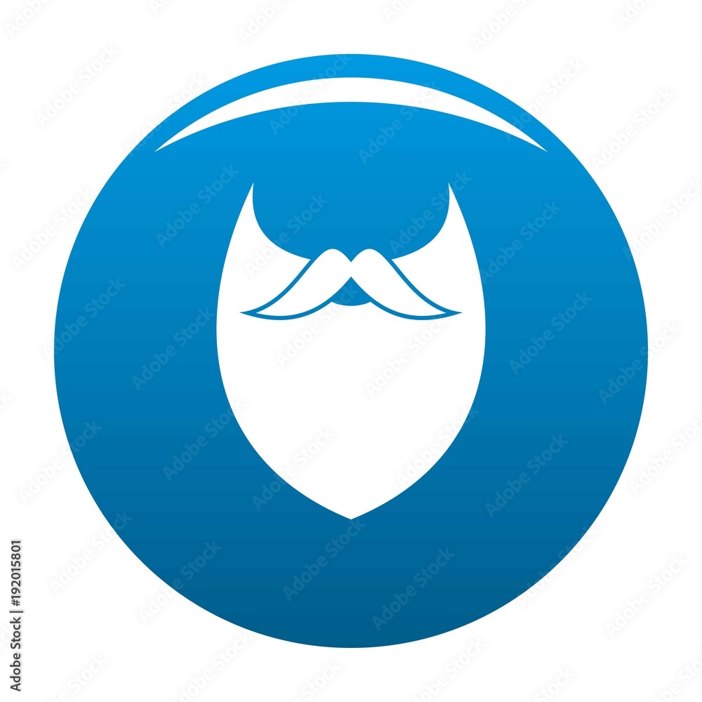 Dense beard icon vector blue circle isolated on white background Dense beard icon vector blue circle isolated on white background