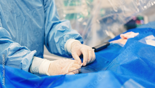 Obraz na plátně Minimally invasive cardiology transcatheter closure treatment for ventricular se