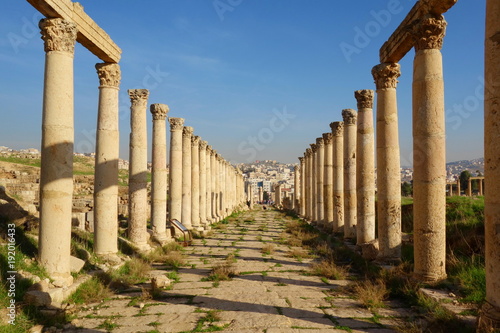 Columns of the cardo maximus, Ancient Roman city of Gerasa of Antiquity , modern Jerash, Jordan, Middle East
