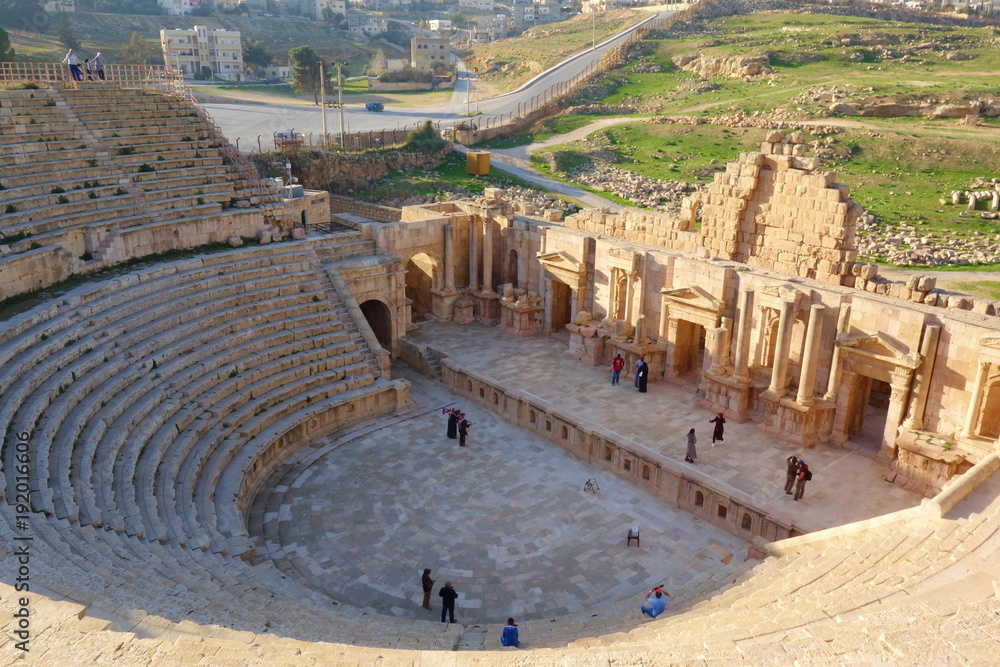 South Antique Theater, Ancient Roman city of Gerasa of Antiquity, modern Jerash, Jordan, Middle East